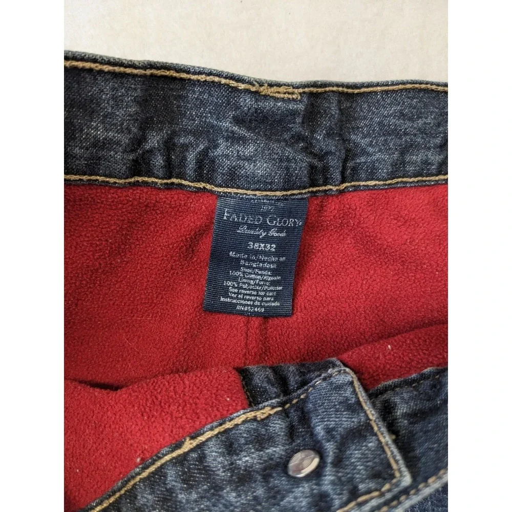 Faded Glory Mens Lined Denim Carpenter Jeans 38 x 32 Relaxed Fit Blue